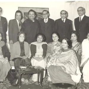 Standing, Right to left: Mukhtar Masud, Nurul Hasan Jafarey, Mohammad Tufail, Ashfaq Ahmad, Yusuf Kamran, Asghar Butt Standing, Right to left: Mukhtar Masud, Nurul Hasan Jafarey, Mohammad Tufail, Ashfaq Ahmad, Yusuf Kamran, Asghar Butt
