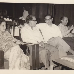 Ada sitting next to Ahmad Nadeem Qasmi. To the extreme right is Nurul Hasan Jafarey talking to Qateel Shafai sitting besides him. (Lahore, Mid 1970’s) Ada sitting next to Ahmad Nadeem Qasmi. To the extreme right is Nurul Hasan Jafarey talking to Qateel Shafai sitting besides him. (Lahore, Mid 1970’s)